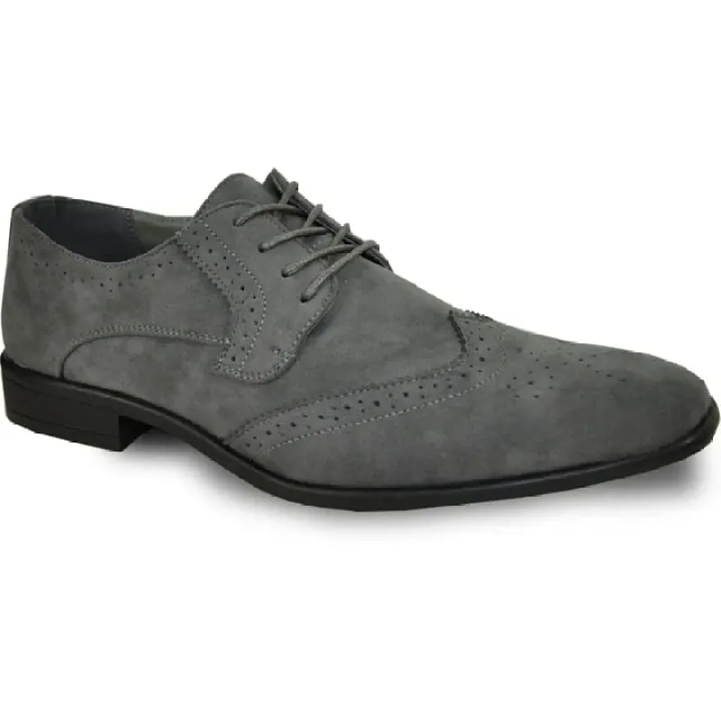 Mens Vegan Suede Wedding & Prom Wingtip Lace Up Dress Shoe In Grey sold by Alberto Nardoni