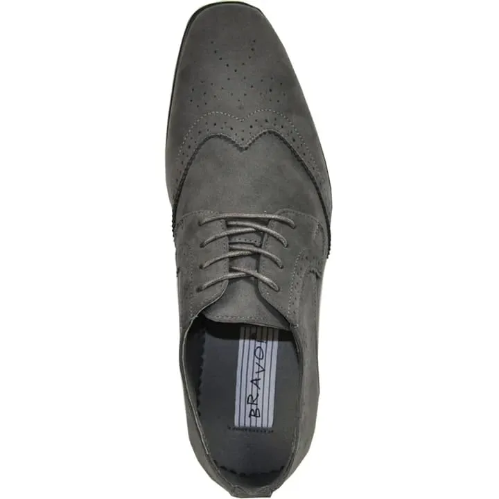 Mens Vegan Suede Wedding & Prom Wingtip Lace Up Dress Shoe In Grey sold by Alberto Nardoni product image thumbnail 2