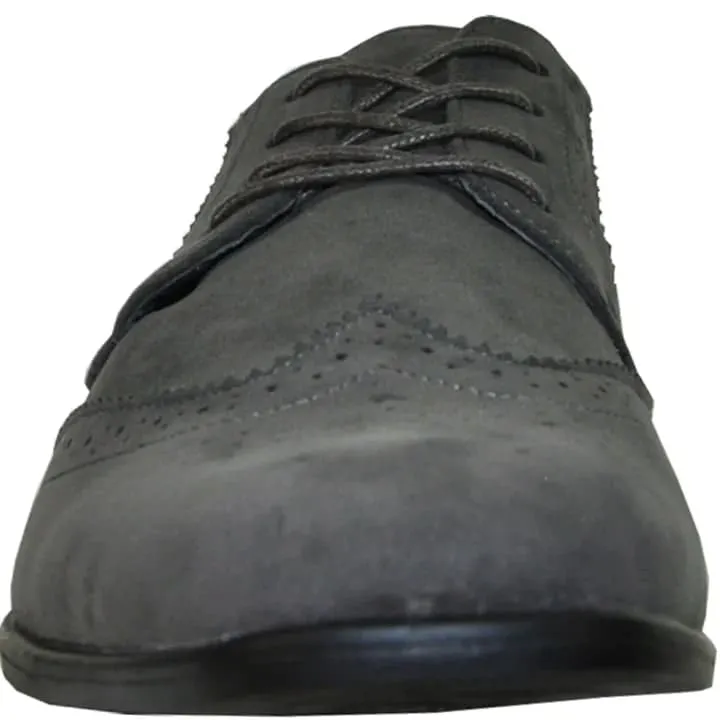 Mens Vegan Suede Wedding & Prom Wingtip Lace Up Dress Shoe In Grey sold by Alberto Nardoni product image thumbnail 4