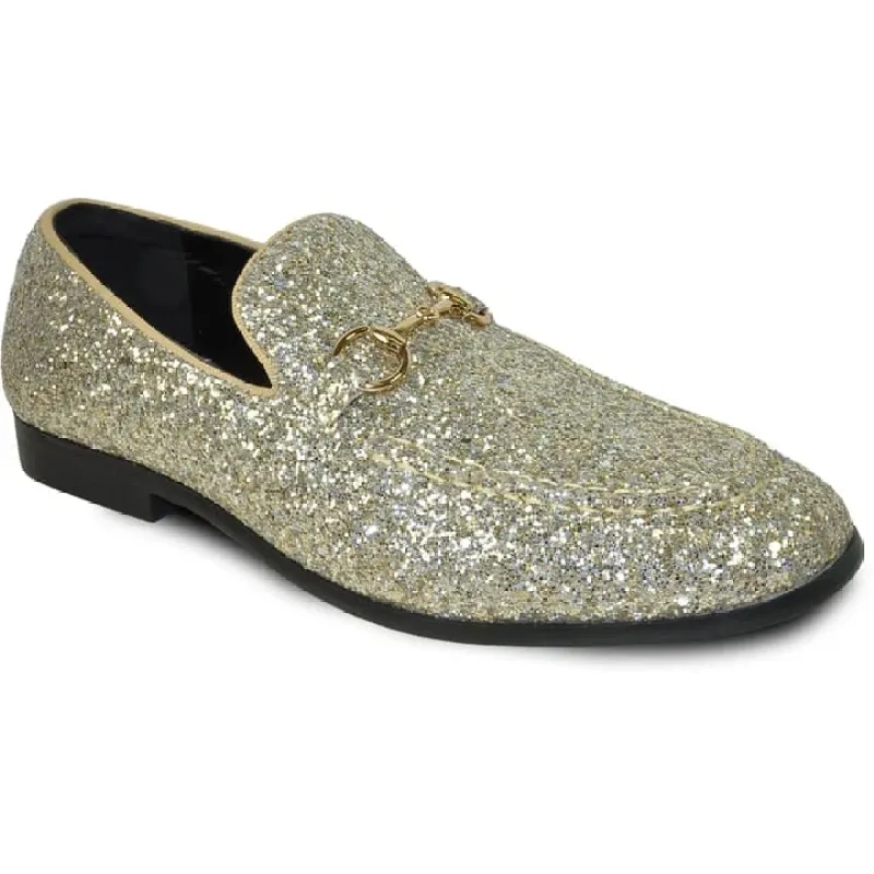 Mens Modern Glitter Sequin Prom Tuxedo Loafer In Gold sold by Alberto Nardoni