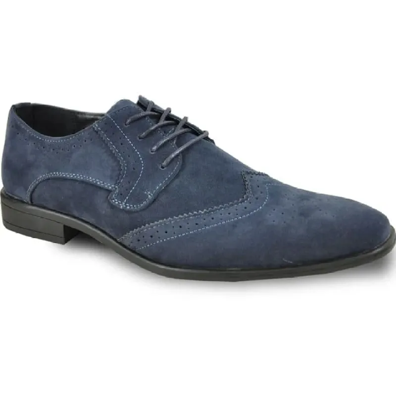 Mens Vegan Suede Wedding & Prom Wingtip Lace Up Dress Shoe In Navy Blue sold by Alberto Nardoni