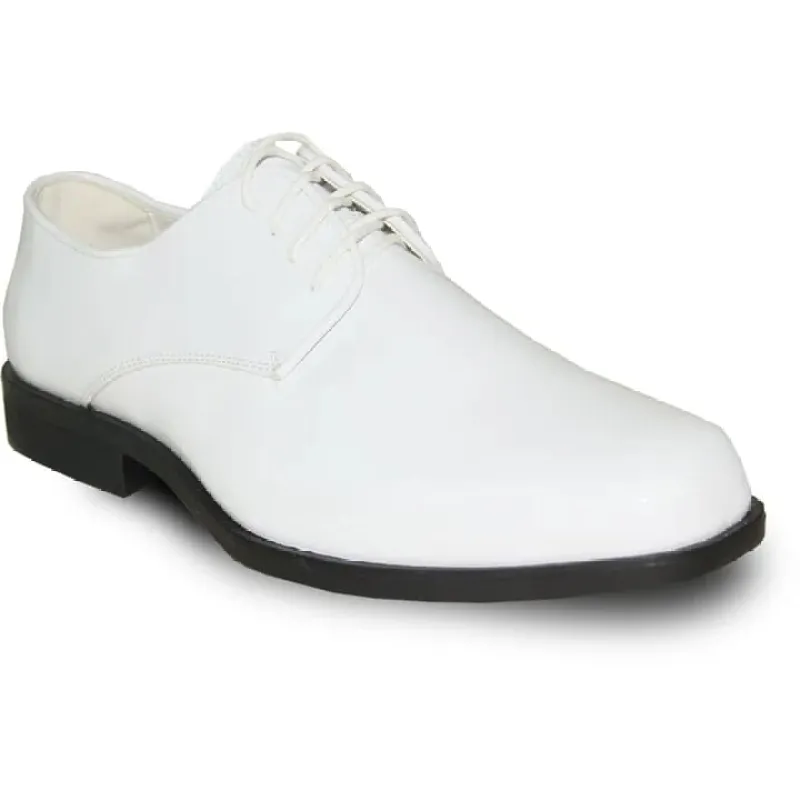 Mens Classic Plain Square Toe Shiny Patent Tuxedo Dress Shoe In White sold by Alberto Nardoni