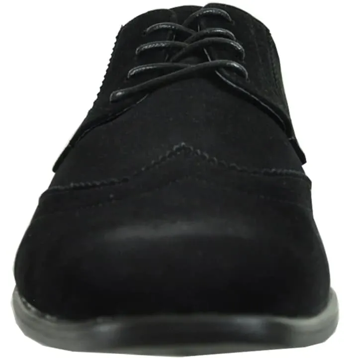 Mens Vegan Suede Wedding & Prom Wingtip Lace Up Dress Shoe In Black sold by Alberto Nardoni product image thumbnail 5