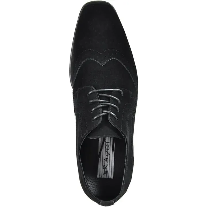 Mens Vegan Suede Wedding & Prom Wingtip Lace Up Dress Shoe In Black sold by Alberto Nardoni product image thumbnail 2
