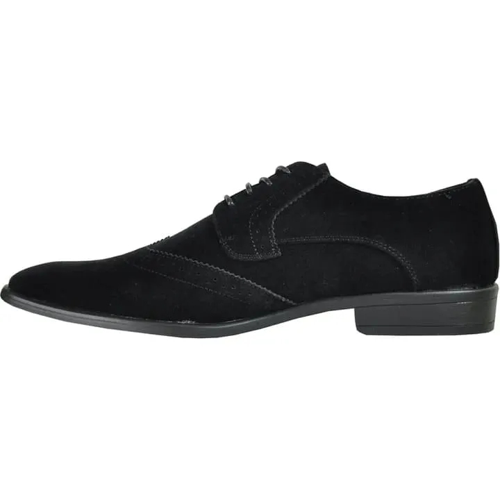 Mens Vegan Suede Wedding & Prom Wingtip Lace Up Dress Shoe In Black sold by Alberto Nardoni product image thumbnail 4