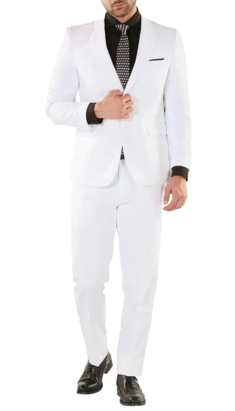 Paul Lorenzo Mens White Slim Fit 2 Piece Suit sold by Alberto Nardoni