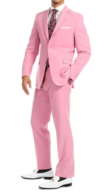 Paul Lorenzo Mens Pink Slim Fit 2 Piece Suit sold by Alberto Nardoni