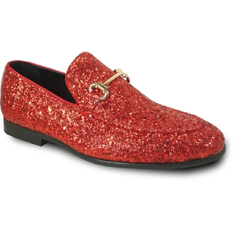 Mens Modern Glitter Sequin Prom Tuxedo Buckle Loafer In Red made by Alberto Nardoni