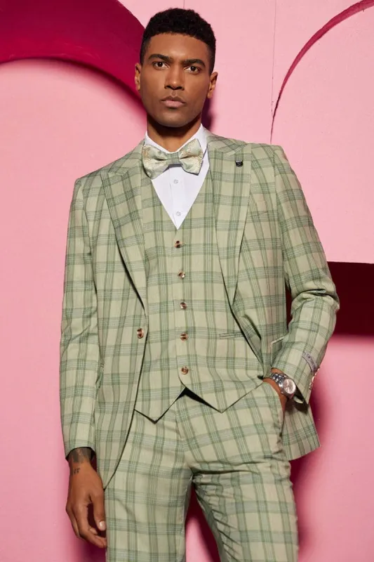 Green Plaid Suits - Mens 3 piece plaid suit - Fashion Suit sold by Alberto Nardoni