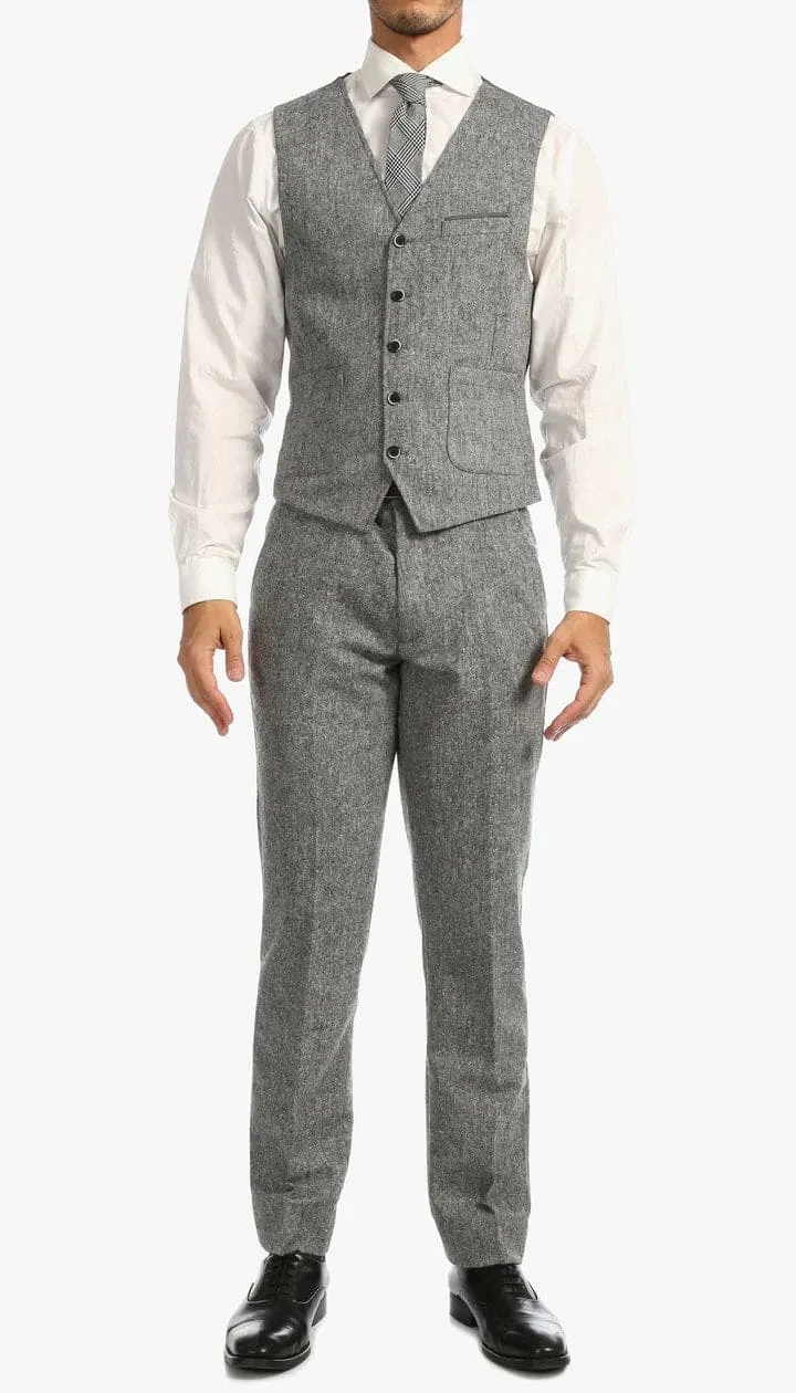 Bradford Grey Slim Fit 3 Piece Tweed Suit sold by Alberto Nardoni product image thumbnail 5