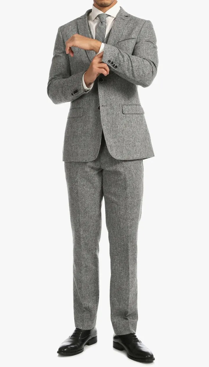 Bradford Grey Slim Fit 3 Piece Tweed Suit sold by Alberto Nardoni product image thumbnail 2