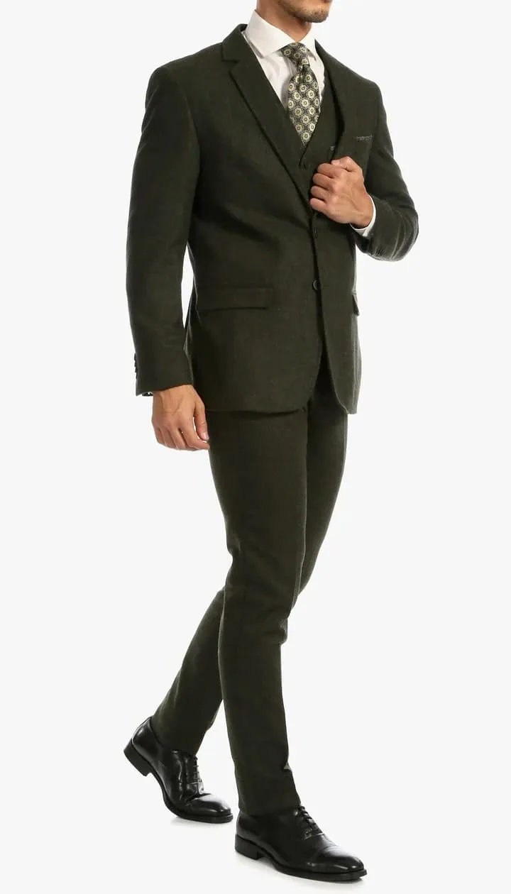 Bradford Hunter Green Slim Fit 3 Piece Tweed Suit sold by Alberto Nardoni product image thumbnail 3
