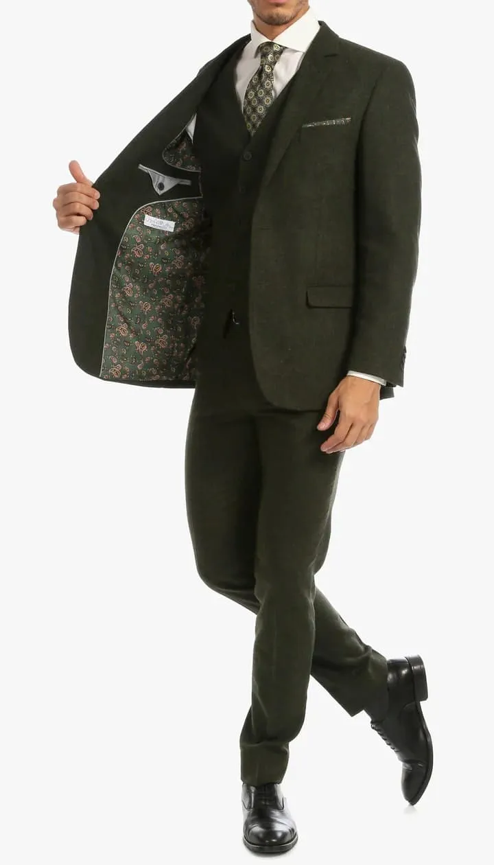 Bradford Hunter Green Slim Fit 3 Piece Tweed Suit sold by Alberto Nardoni product image thumbnail 2