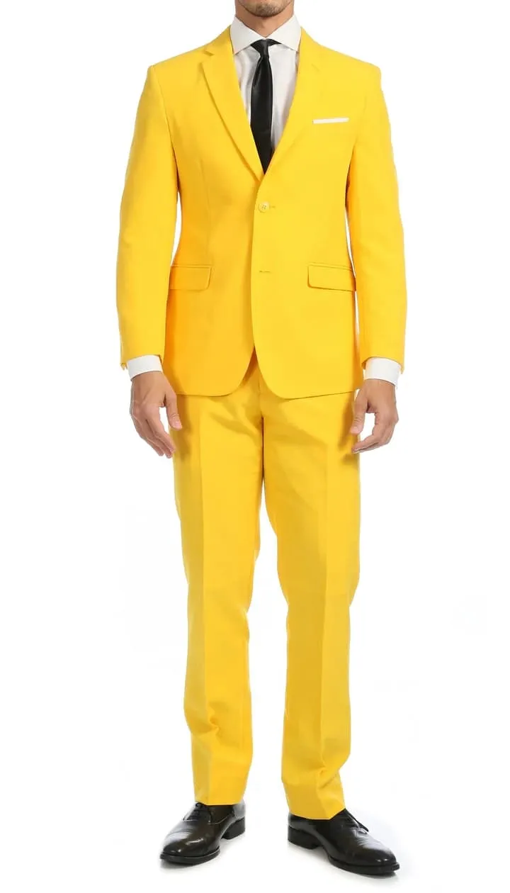 Paul Lorenzo Mens Yellow Slim Fit 2 Piece Suit sold by Alberto Nardoni product image thumbnail 2