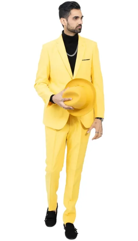 Paul Lorenzo Mens Yellow Slim Fit 2 Piece Suit sold by Alberto Nardoni