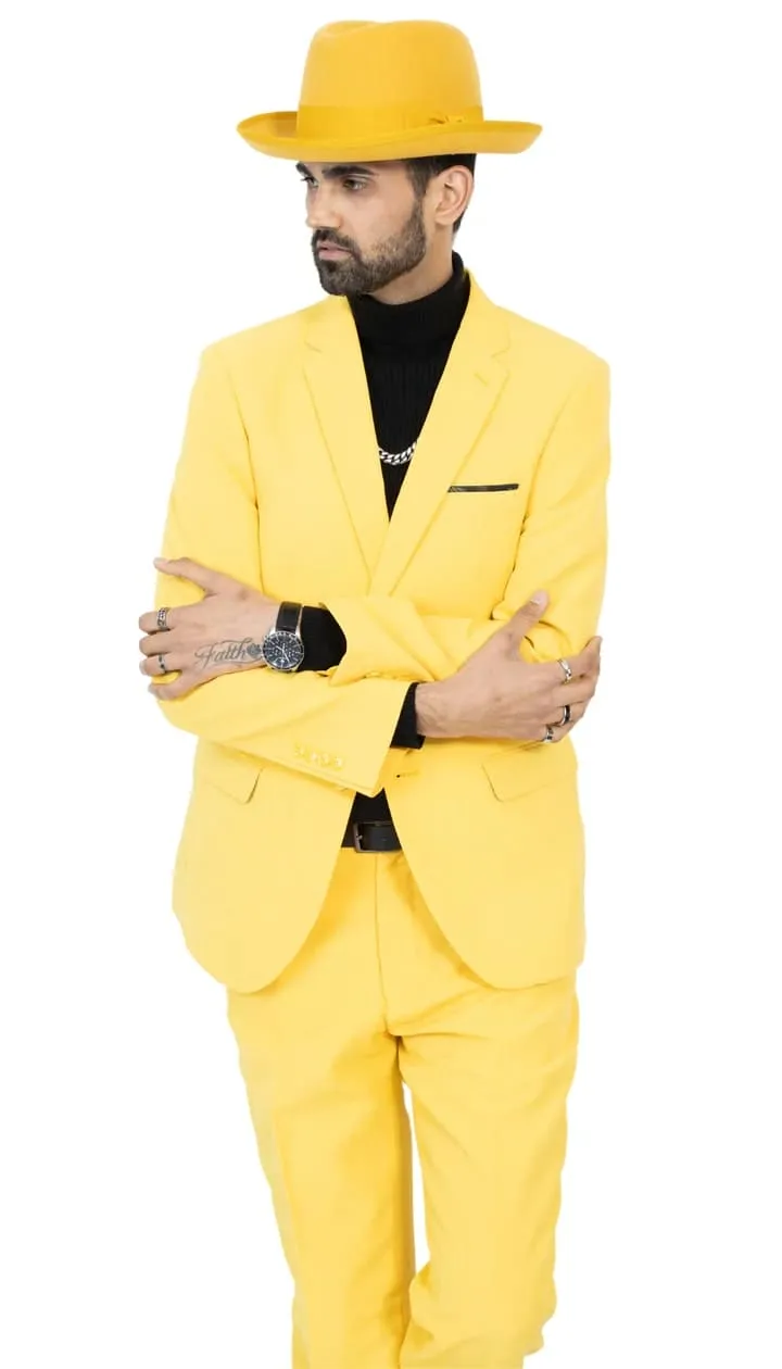 Paul Lorenzo Mens Yellow Slim Fit 2 Piece Suit sold by Alberto Nardoni product image thumbnail 3