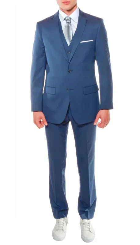 Mens Savannah Indigo Slim Fit 3 Piece Suit made by Alberto Nardoni