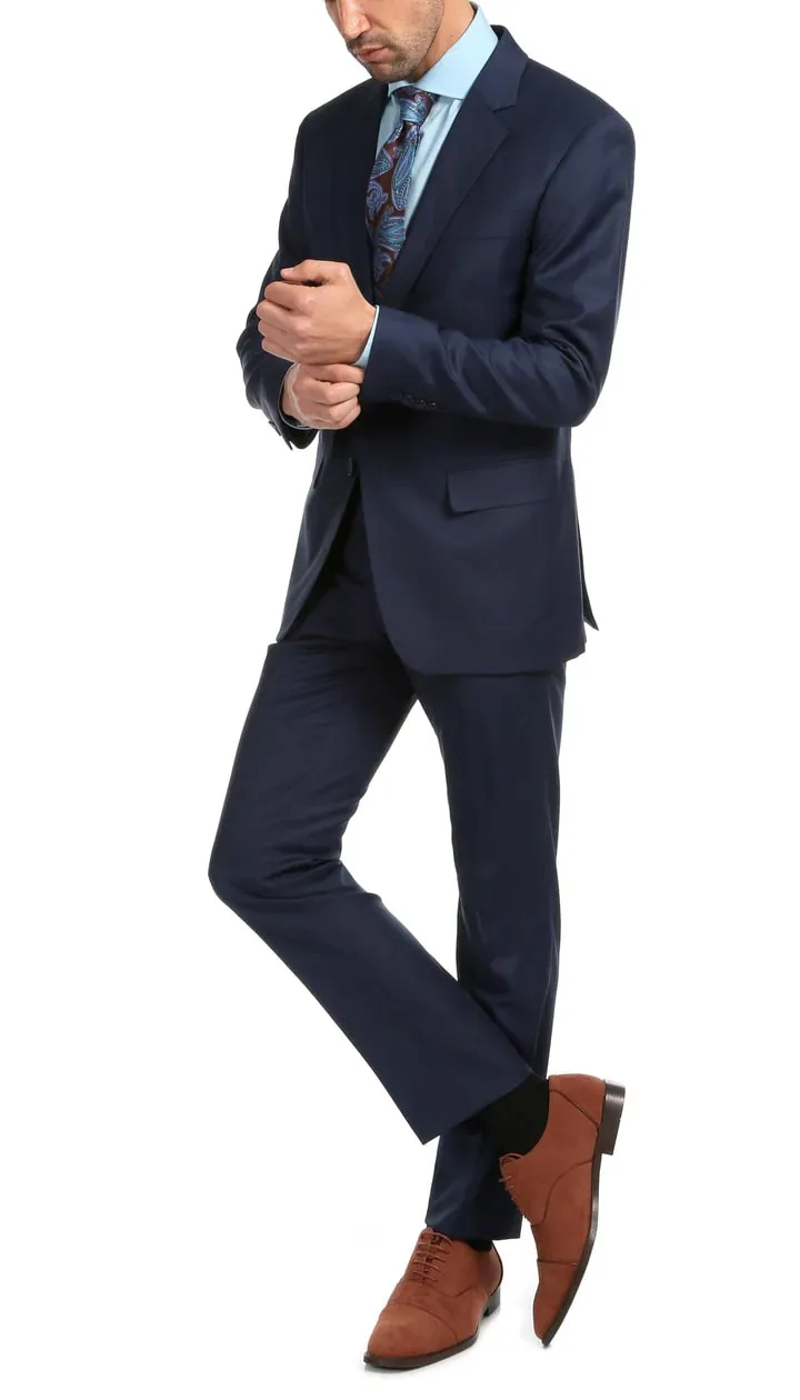 Mason Navy Men's Premium 2pc Premium Wool Slim Fit Suit sold by Alberto Nardoni product image thumbnail 5