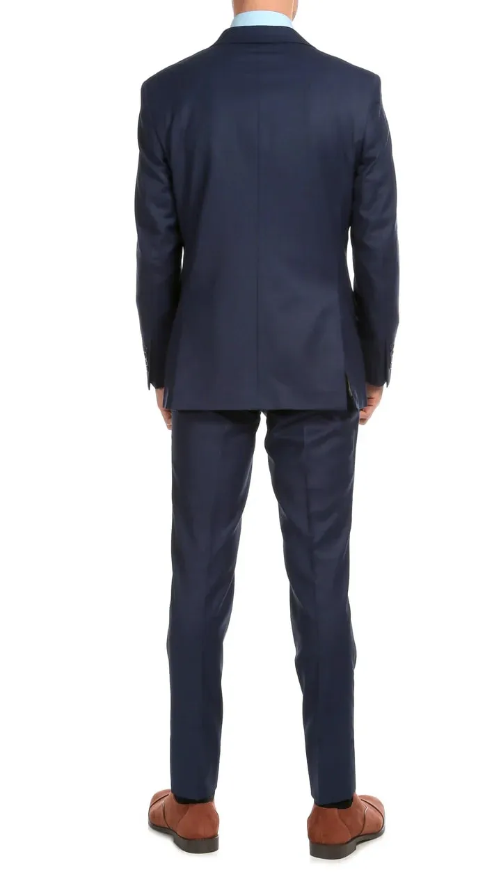 Mason Navy Men's Premium 2pc Premium Wool Slim Fit Suit sold by Alberto Nardoni product image thumbnail 3