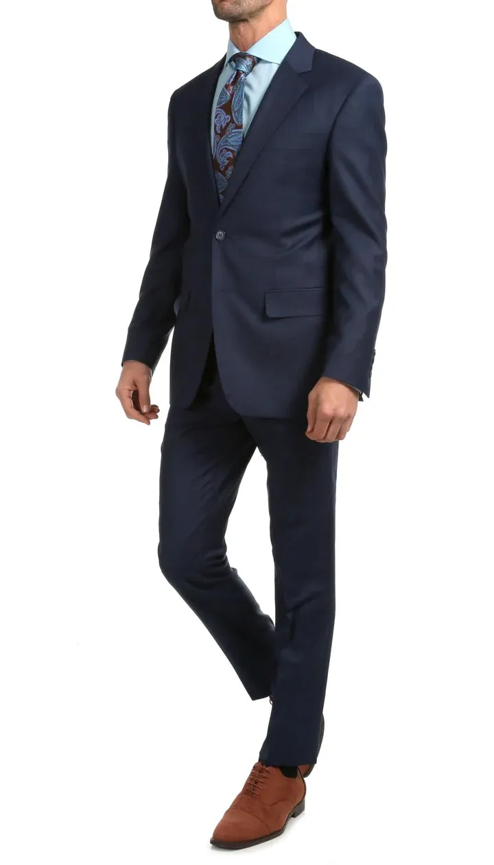 Mason Navy Men's Premium 2pc Premium Wool Slim Fit Suit sold by Alberto Nardoni product image thumbnail 4