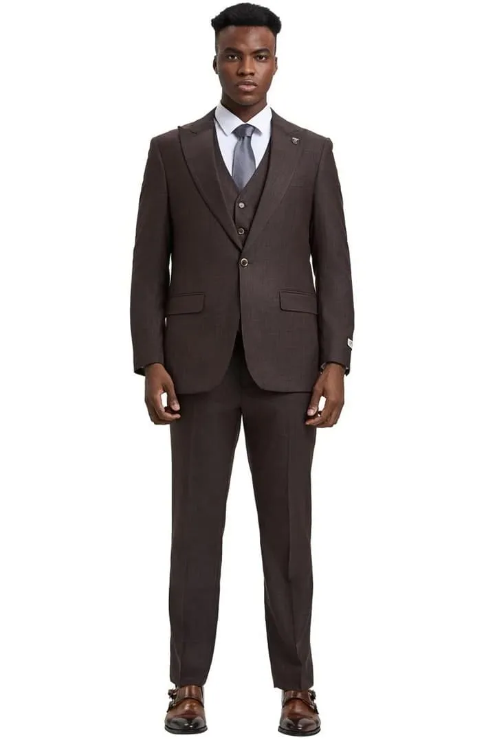 Plaid Suit - Windowpane Suit - Checkered Suit - Mens Vested Brown Suit sold by Alberto Nardoni product image thumbnail 5