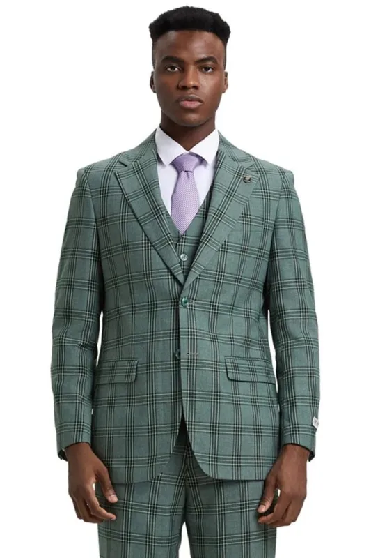 Plaid Suit - Windowpane Suit - Checkered Suit - Mens Vested Suit sold by Alberto Nardoni