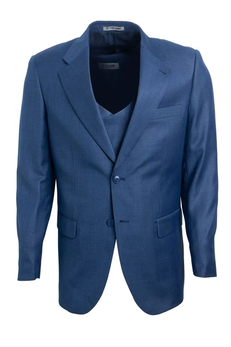 Mens Stacy Adams Suit - Stacy Adams Sharkskin Suit - Men's Two Button Vested in Blue sold by Alberto Nardoni