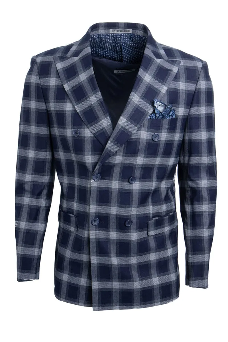 Mens Stacy Adams Suit - Stacy Adams Suit Men's Double Breasted Navy Plaid Suit sold by Alberto Nardoni product image thumbnail 2