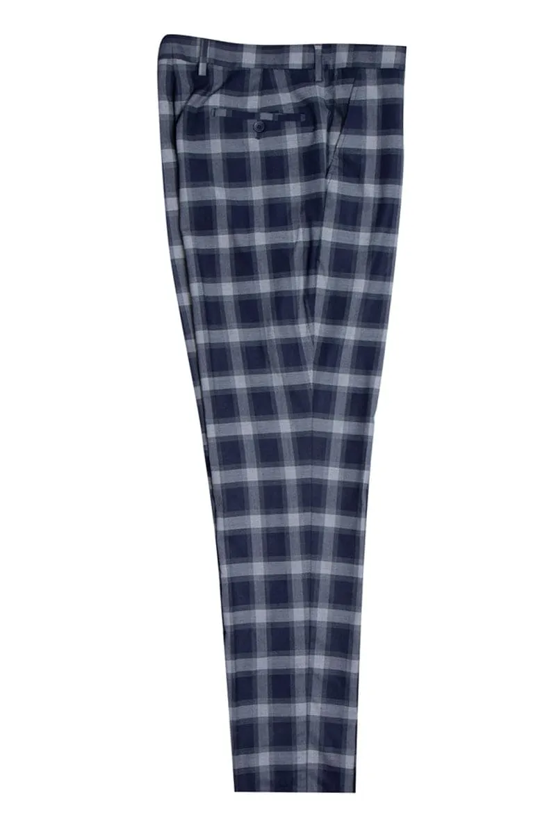 Mens Stacy Adams Suit - Stacy Adams Suit Men's Double Breasted Navy Plaid Suit sold by Alberto Nardoni product image thumbnail 3