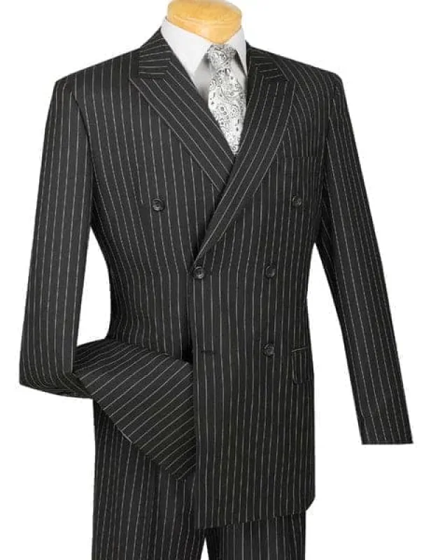 Black Double Breasted Pinstripe Suit sold by Alberto Nardoni