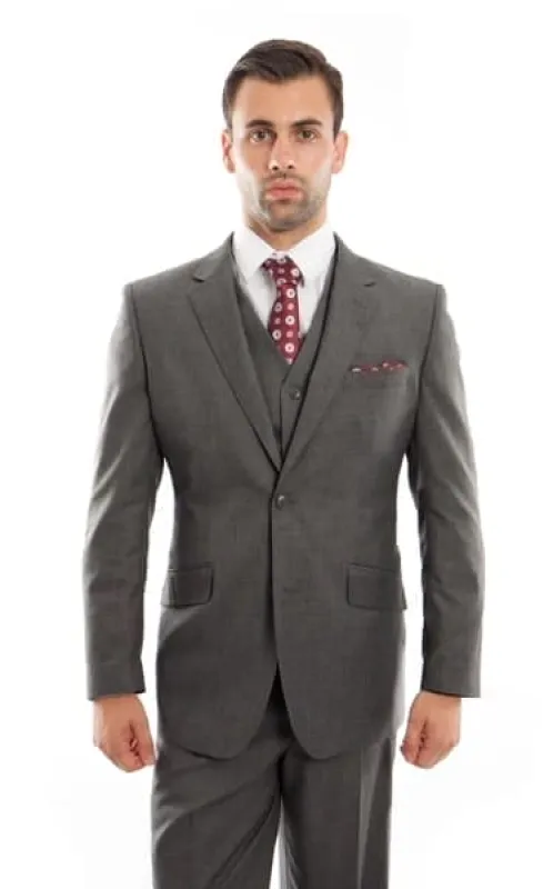 Charcoal Wool Modern Fit 3 Piece 2 Button Suit sold by Alberto Nardoni