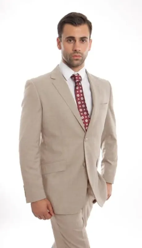 Tan Wool Twill Modern Fit  2 Button  Suit made by Alberto Nardoni