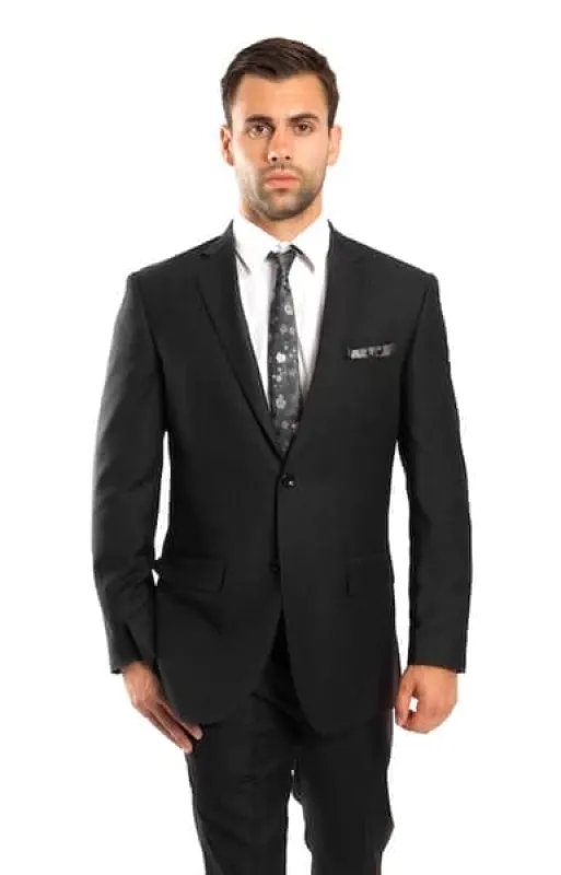 Black 100% Wool Stripe Suit sold by Alberto Nardoni