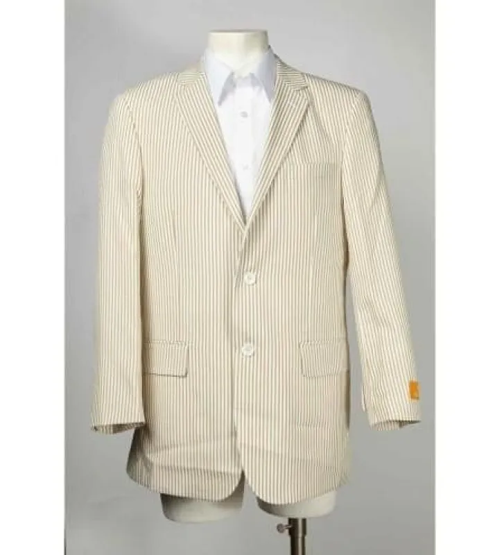 Pinstripe Blazer for Men - Bold Pinstripe Sport Jacket Perfect for Casual or Dressy in Taupe sold by Alberto Nardoni