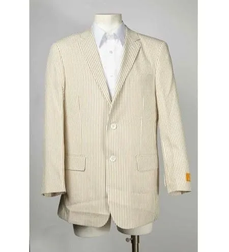 Pinstripe Blazer for Men - Bold Pinstripe Sport Jacket Perfect for Casual or Dressy in Taupe sold by Alberto Nardoni