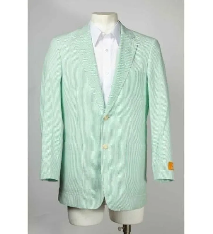 Pinstripe Blazer for Men - Bold Pinstripe Sport Jacket Perfect for Casual or Dressy in Green sold by Alberto Nardoni