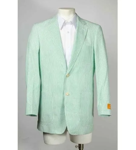 Pinstripe Blazer for Men - Bold Pinstripe Sport Jacket Perfect for Casual or Dressy in Green sold by Alberto Nardoni