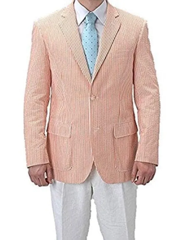 Pinstripe Blazer for Men - Bold Pinstripe Sport Jacket Perfect for Casual or Dressy in Orange sold by Alberto Nardoni