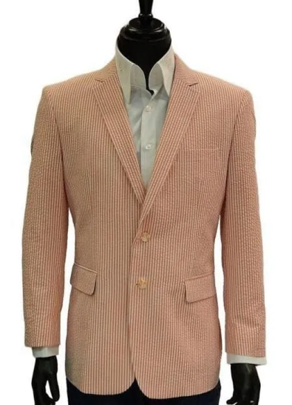 Pinstripe Blazer for Men - Bold Pinstripe Sport Jacket Perfect for Casual or Dressy in Orange sold by Alberto Nardoni