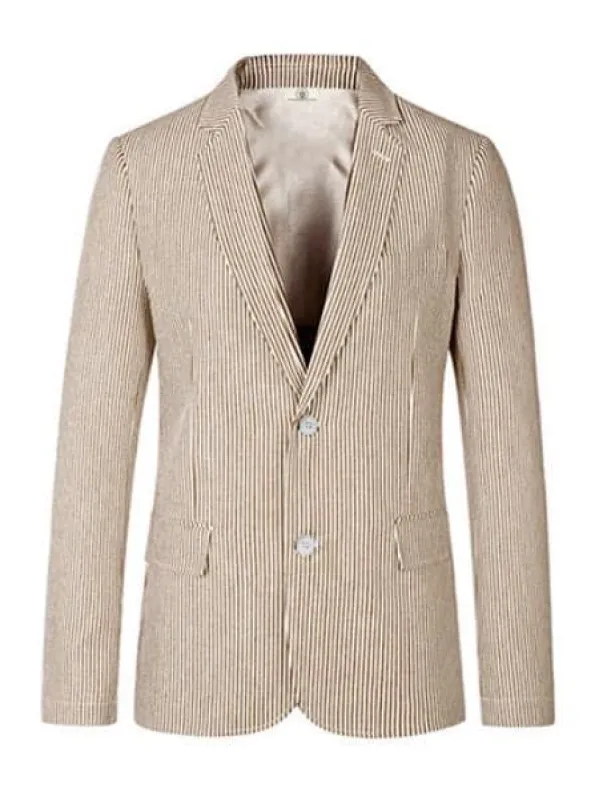 Pinstripe Blazer for Men - Bold Pinstripe Sport Jacket Perfect for Casual or Dressy in Brown sold by Alberto Nardoni