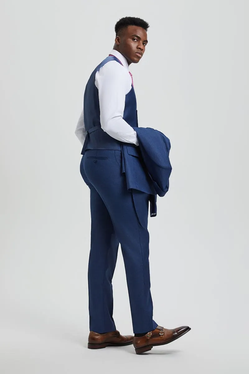 Mens Stacy Adams Suit -Stacy Adams Suit Men's Sharkskin Suit - Blue, Two Button Vested Design sold by Alberto Nardoni product image thumbnail 5