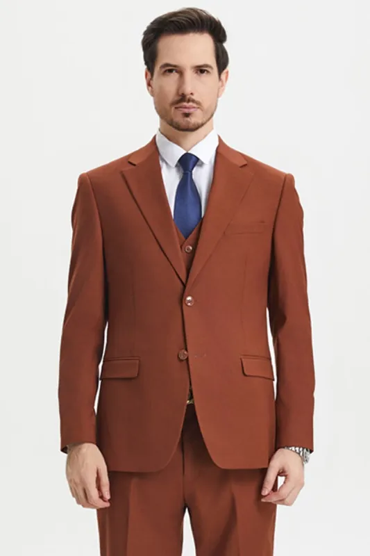 Mens Stacy Adams Suit - Stacy Adams Suit Men's Designer Suit - Two Button Vested in Brown made by Alberto Nardoni