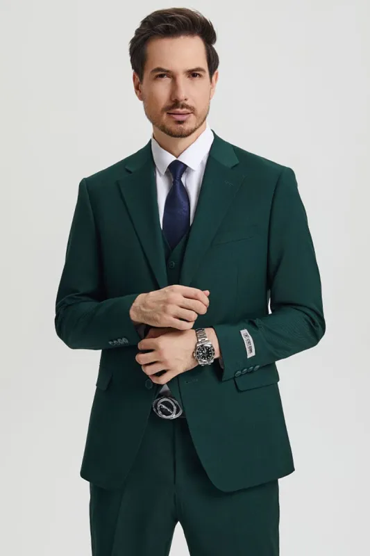Mens Stacy Adams Suit - Stacy Adams Suit Men's Designer Suit - Two Button Vested in Hunter Green sold by Alberto Nardoni