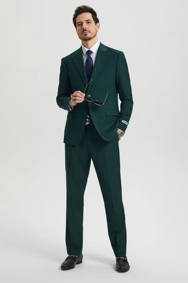 Mens Stacy Adams Suit - Stacy Adams Suit Men's Designer Suit - Two Button Vested in Hunter Green sold by Alberto Nardoni product image thumbnail 2