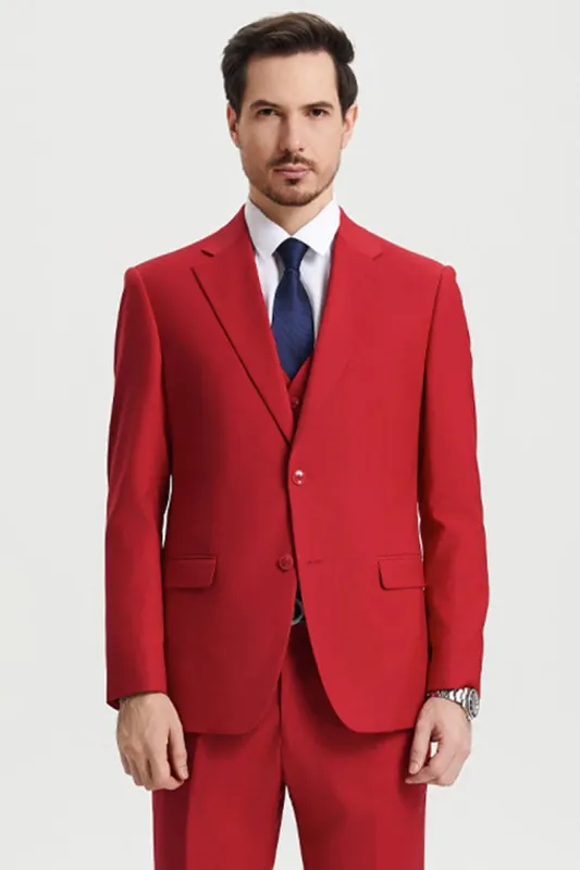Mens Stacy Adams Suit - Stacy Adams Suit Men's Designer Suit - Two Button Vested in Red sold by Alberto Nardoni