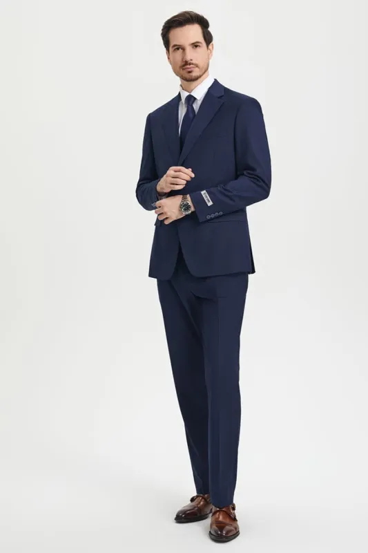 Mens Stacy Adams Suit - Stacy Adams Suit Men's Two Button Vested Designer Suit - Navy Blue sold by Alberto Nardoni