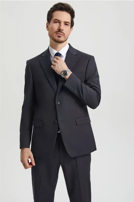 Mens Stacy Adams Suit - Stacy Adams Suit Men's Designer Suit - Two Button Vested in Charcoal Grey sold by Alberto Nardoni