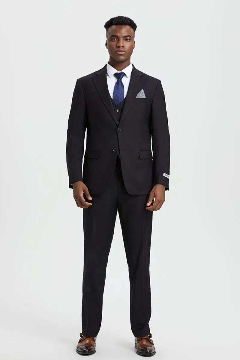 Mens Stacy Adams Suit - Stacy Adams Suit Men's Designer Two Button Vested Basic Suit - Black sold by Alberto Nardoni product image thumbnail 2