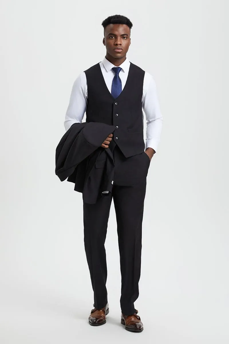 Mens Stacy Adams Suit - Stacy Adams Suit Men's Designer Two Button Vested Basic Suit - Black sold by Alberto Nardoni product image thumbnail 5