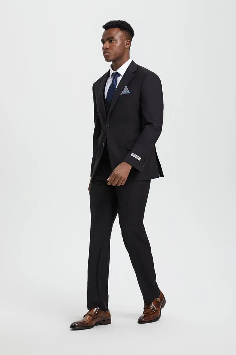 Mens Stacy Adams Suit - Stacy Adams Suit Men's Designer Two Button Vested Basic Suit - Black sold by Alberto Nardoni product image thumbnail 3